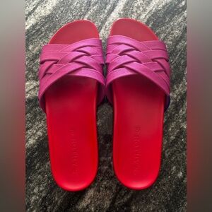 Rothy's Fuchsia and Scarlet Slide Sandals